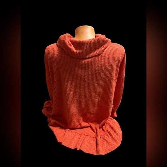 Maeve Anthropologie Winterscape Orange Cowl Neck Peplum Sweater Top Size Small - Picture 10 of 11